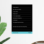 The Care Poster by Dawn Clocks™ shown on a wall with details on elderly aged care resident's details about her life. The details we written by their family and carer to help connect nursing staff with the patient. 